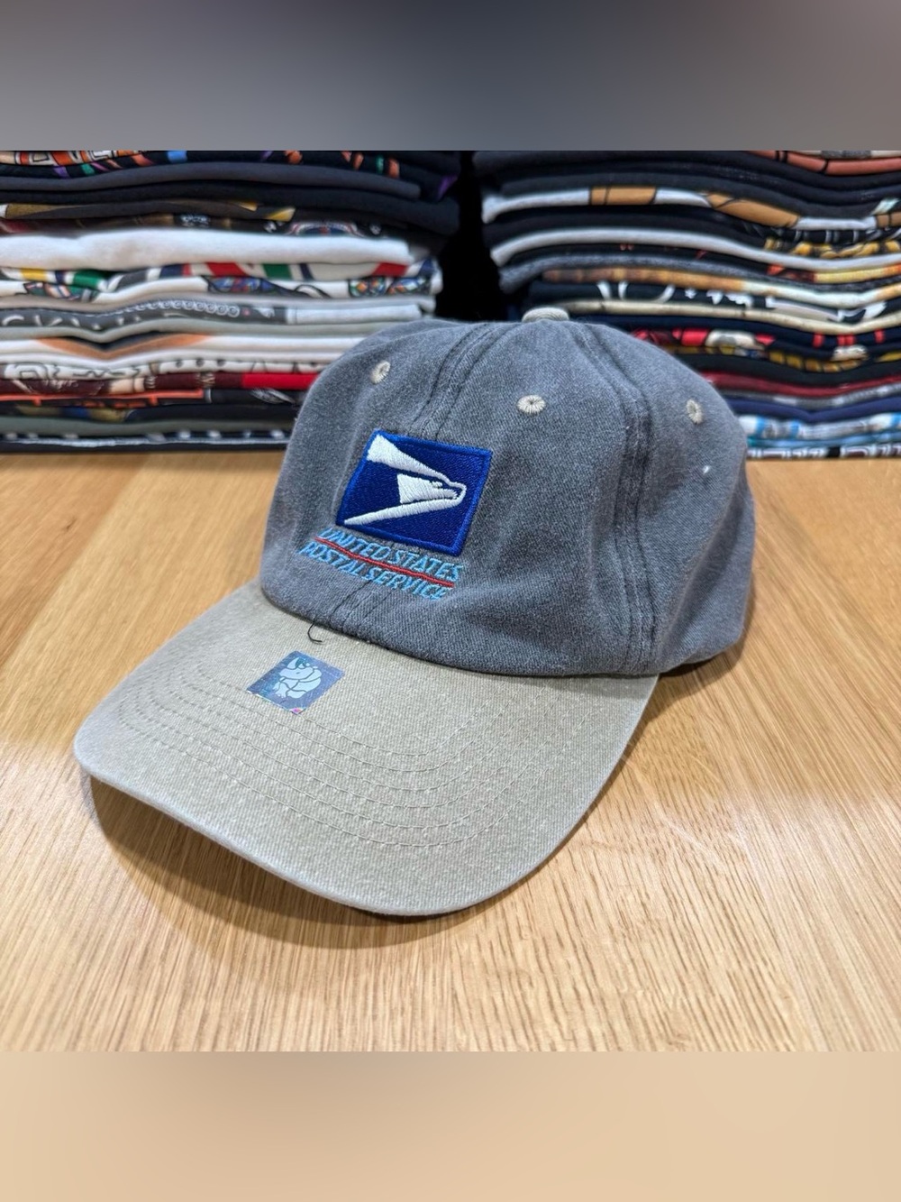 Y2K USPS Postal Service Embroidered Gray & Tan Baseball Cap Hat
